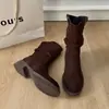 Botas de media caña estilo Wasteland con efecto Maillard para mujer, nuevas botas de tacón apilado Otoño/Invierno 2026, botines Birkenstock, botines Martin de moda para mujer