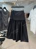 Yuran 26 Novo Modelo de Início de Primavera, Camada de Nylon Brilhante Micro-Crepe Camadas Duplas Plissado Volumoso Vestido Preto Pequeno