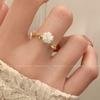 Anillo abierto de Camelia con espinas para mujer, corazón de chica dulce, personalidad, hermanas, flor de rosa, anillo ajustable para novias