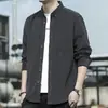 Camisa de manga larga para hombre estilo Hong Kong, diseño nuevo, versátil, ligera, con bolsillos, perfecta para primavera, camisa casual estilo japonés con buena caída