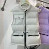 Colete leve de alta qualidade para mulheres outono e inverno 2024 Novo colete de pena de pato branco acinturado moda