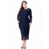 Europa y Estados Unidos talla grande transfronteriza comercio exterior ropa de mujer explosiones manga larga encaje ajustado vestido vestido fábrica venta al por mayor SQ0082