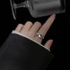 Anillo de doble capa de plata esterlina s925 con superficie irregular, ancho y hueco, pulsera minimalista europea y americana de celebridades de Internet J9285