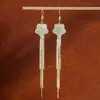 Pendientes de Borla con Circonita de Flor de Alta Gama, Modernos, Elegantes y Elegantes Ganchos para Orejas, Diseño de Nicho, Pendientes para Adelgazar el Rostro