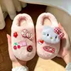 Pantuflas de algodón para niñas, pantuflas de interior antideslizantes para niños de otoño e invierno, diseño lindo de gato, cálidas, adecuadas para que las usen juntas niñas y padres.