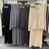 Conjunto de Punto de Dos Piezas para Mujer, Vestido Básico Simple de Cuello V Grande Transfronterizo, Otoño e Invierno, Estilo Old Money, Corte Holgado, Tallas Grandes, Moderno