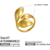 Mismo estilo que el blogger de estética fría de Instagram anillo abierto de hoja irregular de acero inoxidable chapado en oro de 18 quilates accesorio versátil de temperamento para mujeres