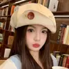 Boina para Mujer, Sombrero de Nube Vintage con Botones, Sombrero Versátil de Otoño e Invierno que Hace que la Cara Parezca Más Pequeña, Sombrero de Artista