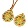 Brújula de los Ocho Tesoros Candado de Paz Colgante de Oro Arena Gota de Aceite Cobre Chapado en Oro Amuleto del Dios de la Riqueza Moda Collar Estilo Chino Nuevo