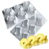 6 mesmo pequeno coelho 3D pequeno coelho branco silicone molde de mousse desenho animado molde de gelatina molde de bolo de esmola molde de gesso