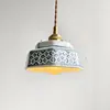 Luminária Pendente de LED Cerâmica Estilo Japonês para Quarto com Janela de Canto, Sala de Jantar, Varanda Cerâmica Vintage Estilo Americano, Corredor Vintage, Luminária Pendente Mid-Century