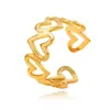Anel Amor Simples feminino aberto ajustável coração oco banhado a ouro design de nicho anel de dedo indicador da moda atacado