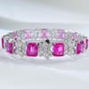 Longlong Jin 2024 Novo Ao Vivo Mais Vendido Diamante Rosa 7*9 Pulseira Totalmente Cravejada para Mulheres, Fashionável Elegante, Estilo Mulher Rica