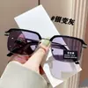 Armação de Sobrancelha Estilo Novo Transfronteiriça Óculos de Leitura Fotocromáticos de Metal para Homens, Óculos Retos Quadrados Retro Anti-Luz Azul Fabricante