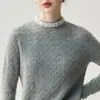Diamantes en el Escote ~ Suéter de Punto Base 100% Cachemira Pura de Alta Gama Francesa para Mujer, Suéter Suave y Versátil de Aspecto Adelgazante
