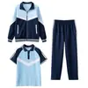 Conjunto de Uniforme Escolar de Primavera y Otoño para Estudiantes de Primaria y Secundaria, Conjunto de Tres Piezas, Uniforme de Clase para Escuela Secundaria, Ropa Deportiva Estilo Universitario, Chaqueta Unisex