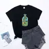 Comercio exterior Camiseta creativa casual europea y americana para mujer Camiseta de cuello redondo con estampado del mundo para mujer
