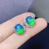 Atacado de Fábrica Popular Brincos de Opala Verde Natural Prata S925 Incrustados Pedra Principal 8X10 Venda Quente Dropshipping Europeu e Americano