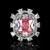 Nueva Joyería Transfronteriza Lujo Piedra Preciosa de Color Incrustada Zircón Verde Paraíba Rosa Anillo Joyería para Mujer Moda Al Por Mayor