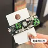 Pinza de Pelo Verde de Diamantes Completos Estilo Coreano Industria Pesada Pinza Retro para Flequillo Pinza bb Estilo de Lujo Ligero Gama Alta Pinza de Un Carácter Pinza Lateral Pinza de Pelo