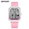 Reloj electrónico SANDA patrón panda TJ degradado de una sola tecla reloj electrónico multifuncional de moda para estudiantes