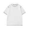 Camiseta de Manga Corta con Cuello Redondo para Hombre 2023 Nueva Camiseta Estampada con Línea de Puntada de Color Contrastante Rota para Hombre Camiseta de Manga Corta y Tres Cuartos para Hombre