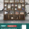Gabinete de Múltiples Tesoros Estilo Chino de Madera Maciza Gabinete de Té Estante de Almacenamiento Divisor de Olmo Adorno Gabinete de Té de Oficina Vitrina
