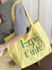 Bolsa Tote de Nylon Casual Popular Estilo Coreano, Bolso de Mano de Moda con Estampado de Letras, Bolso de Hombro de Doble Cara Rayado Moderno para Mujer
