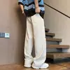 Calças casuais estilo americano, corte relaxado, forradas com fleece, modelagem ampla, perna reta, calças compridas de perna larga, artigos esportivos modernos unissex