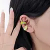 Ear Cuff de Esmalte Frío Colorido Dopamina Coreana y Japonesa Diseño Original de Nicho Forma de Corazón Incrustado de Circonitas Sin Perforación