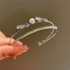 Pulseira Elegante de Pérola Pequena de Camada Dupla 2023 Pulseira Exquisita de Zircônia Micro-cravada Pulseira de Abertura Ajustável para Mulheres