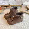 Botines Estilo Retro para Niñas Otoño Invierno Nuevas Llegadas Niña Pequeña Correas con Hebilla de Moño Botas Versátiles de Cuero Maillard Botas Birkenstock para Niños