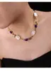 Collar de Perlas Barrocas Genuinas Irregulares Gris Plateado para Mujer, Cadena de Clavícula en Capas, Cadena para Suéter, Estilo Largo