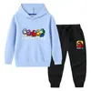 Nova coleção primavera e outono 2023 roupas infantis transfronteiriças conjunto de duas peças com moletom com capuz e calça infantil terno de algodão de manga longa para bebê