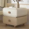 Mesita de noche Estilo Crema Nuevo Hogar Dormitorio Mesita de Noche de Cuero Simple Moderna Sin Instalación Pequeño Gabinete de Almacenamiento