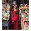 Vestido de Punto Floral Negro Nuevo Elegante Francés Temperamento de Alta Clase Cintura Ceñida Adelgazante Falda Larga Otoño Invierno Mujer
