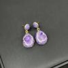 Nuevo Set de Tres Piezas de Amatista de Piedra Natural en Bruto Joyería Distintiva de Nicho Cadena de Lana de Alto Grado Traje con Incrustaciones Hecho a Mano