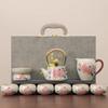 Juego de Té Kung Fu Ruyao para Uso Doméstico para Mujeres, Exquisita Tetera y Taza de Cerámica, Caja de Regalo de Alta Gama para Inauguración de Casa y Regalo para Amigos