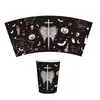 Plato de Papel Desechable y Servilletas Estilo Gótico Calavera Telaraña para Halloween Transfronterizo Set de Vajilla para Fiesta Temática Oscura