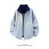Jaqueta com Lapela de Cor Contrastante Cleanfit para Homens e Mulheres Outono Retrô Americano Sem Capuz Uniforme de Baseball Jaqueta Casual para Casal