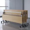 Mesa de conferencias plegable, mesa larga móvil y modular, escritorio de oficina para dos personas, juego de mesa y silla plegables para capacitación
