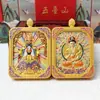 Estilo Xizang Montaña Wutai Dragón Cinco Señores Ocho Grandes Dioses Guardianes Thangka 3D de Doble Cara Thangka Galvanizado Conservador de Color Colgante Buda Portátil