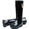 Botas de lluvia Shanghai Warrior 863 para mujer, altas, hasta la mitad de la pantorrilla, antideslizantes, resistentes al desgaste, de plástico, todo negro, zapatos de agua al por mayor
