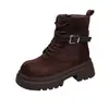 Botines Martin de Ante Retro con Cordones para Mujer 2026 Nuevo Estilo Otoño/Invierno Estilo Chica Popular Versátiles Casuales de Suela Gruesa con Hebilla