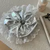 Plata Cuero Cuenco Corea del Sur Nuevo Amor BB Pasador Dulce Fresco Anillo para el Cabello Encaje Lazo Pinza Lateral