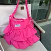 Bolsa Feminina Verão Nova Renda Plissada Moda Versátil Ombro Único Transversal Uso Duplo Série Nylon