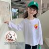 Versión coreana de ropa para niños camiseta de manga larga algodón estampado de dibujos animados camiseta para niñas otoño cuello redondo camiseta interior para niños una generación de pelo