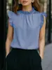 Comercio Exterior Estilo Europeo y Americano Camisas de Mujer Regulares 2026 Nuevos Tops Versátiles de Verano Camisas Sencillas de Color Sólido que Adelgazan