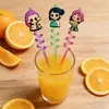 Nuevos Estilos de Popotes Espirales de Colores para el Grupo de Chicas Cazadoras, Popotes Curvos de Plástico PET de Grado Alimenticio con Parches Decorativos Fabricante