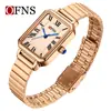Ofns Nuevo Reloj de Moda para Mujer Resistente al Agua de por Vida Estilo Coreano Cuadrado de Cuarzo Popular en Transmisión en Vivo de Douyin